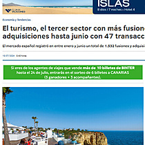 El turismo, el tercer sector con ms fusiones y adquisiciones hasta junio con 47 transacciones